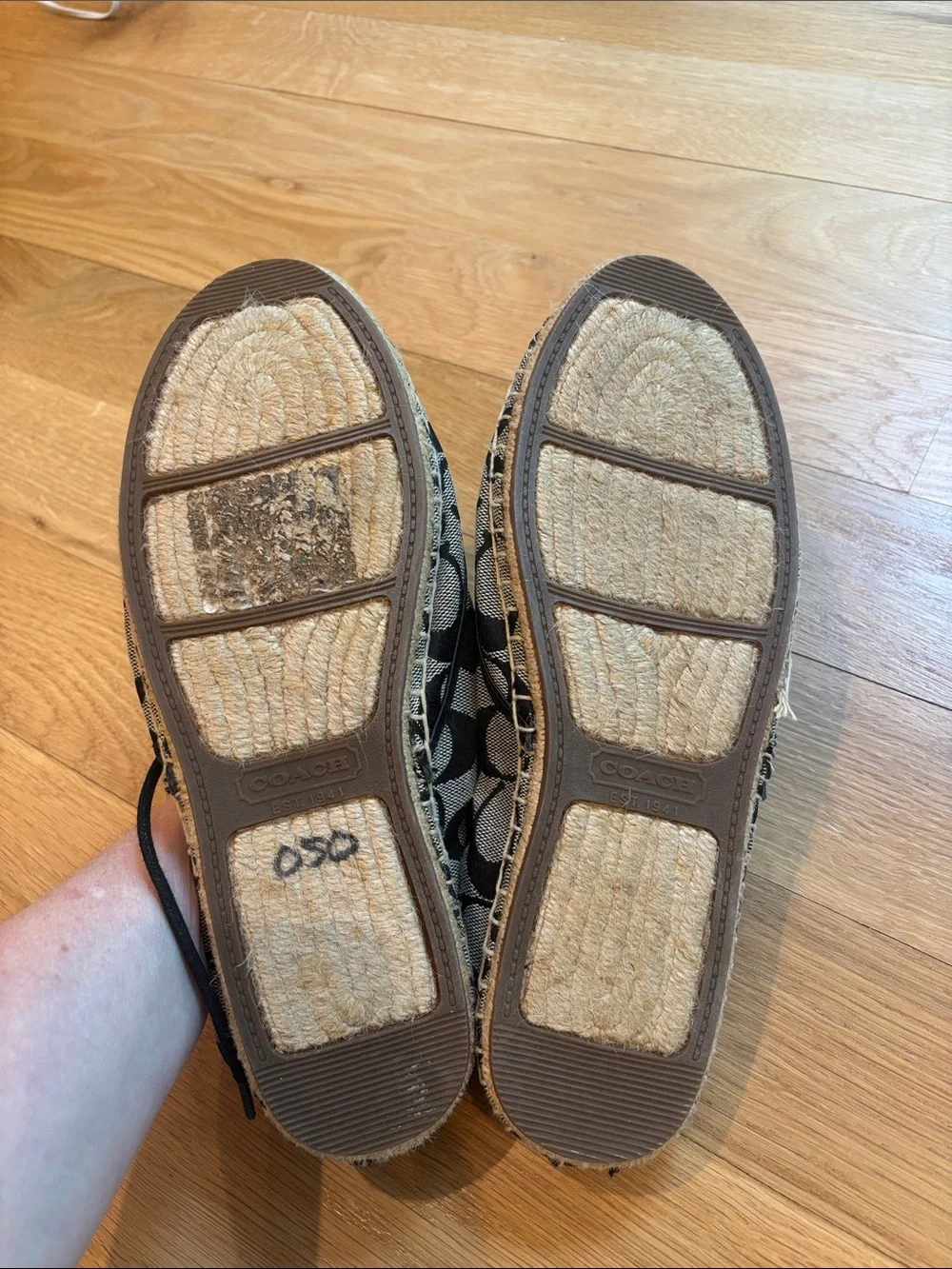 Coach Espadrille Flats Signature Print Black Size 9